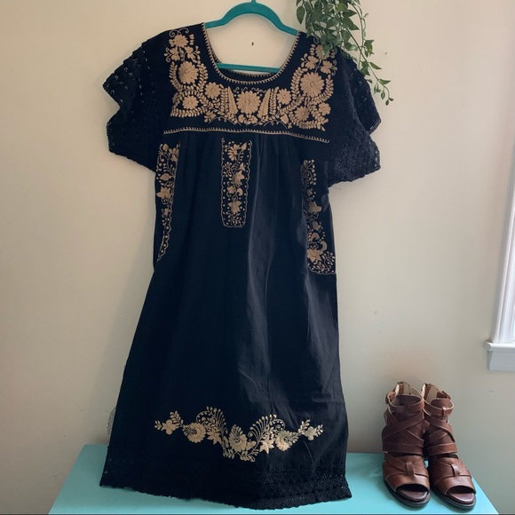 Vintage Dresses & Skirts - Embroidered Mexican huipil dress sz L